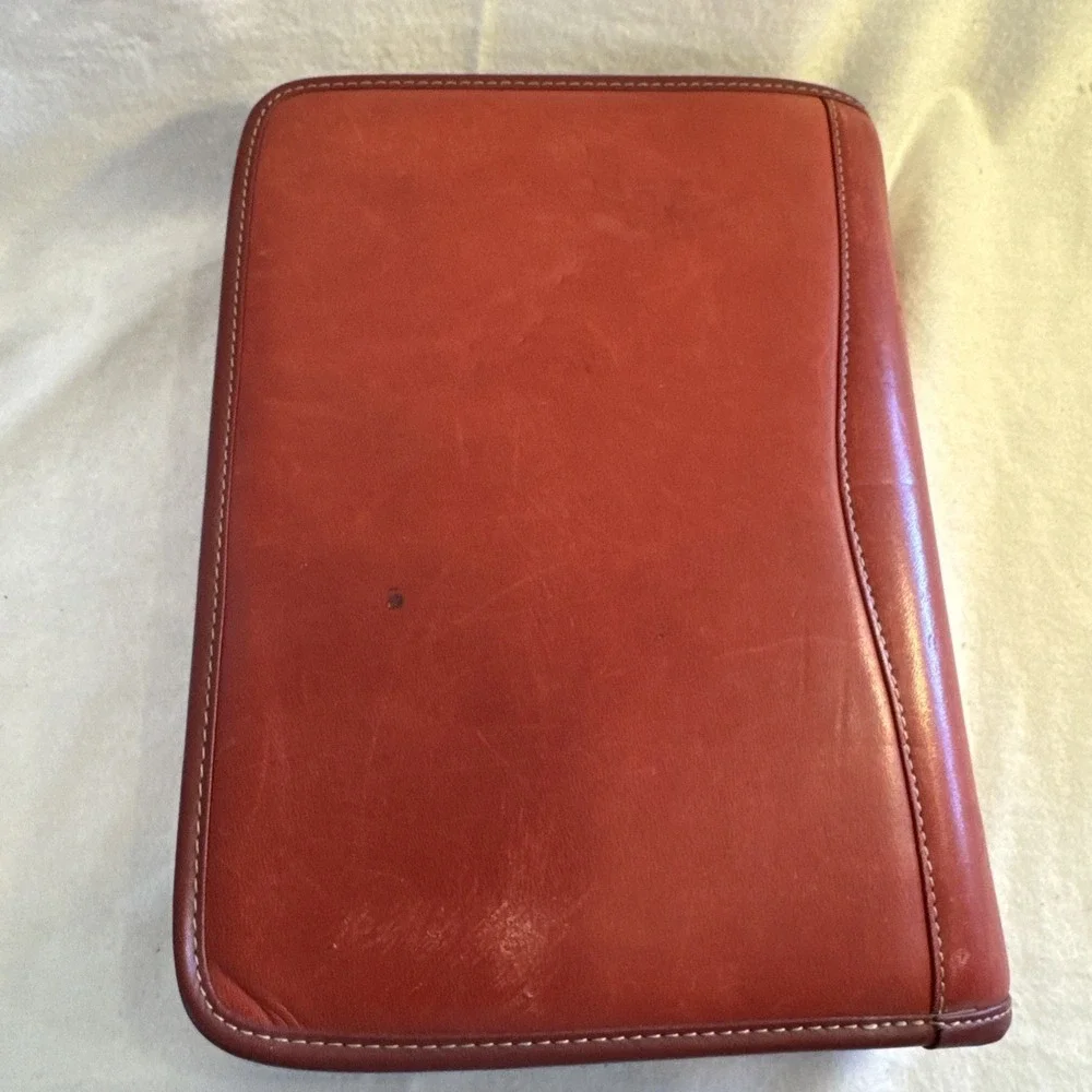Franklin Covey 7 Ring Genuine Full Grain Leather Inside & Out 11x8